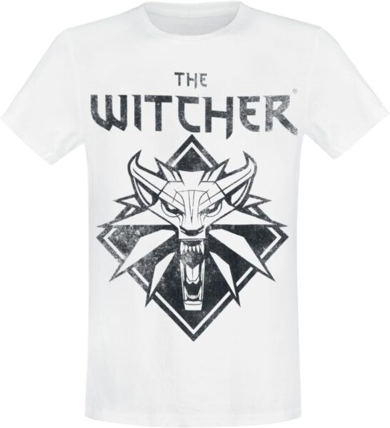 Camiseta The Witcher Wolf Logo blanca – Oficial