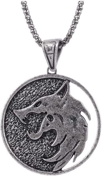 Collar de brujo con medallón del lobo – Acabado plata