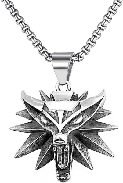 Collar Geralt con colgante de cabeza de lobo