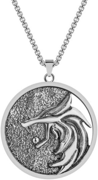 Collar Medallón del Lobo Blanco de Geralt de Rivia